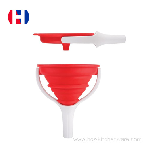 Collapsible Expandable Silicone Funnel With Handle